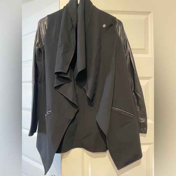 Spanx Faux Leather Drape Front Style Jacket - Picture 9 of 13
